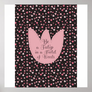 Poster Motif de tulipe rose simple doux - Toutes directio