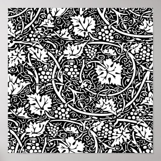 Poster Motif de vigne de raisin noir et blanc de William (Devant)