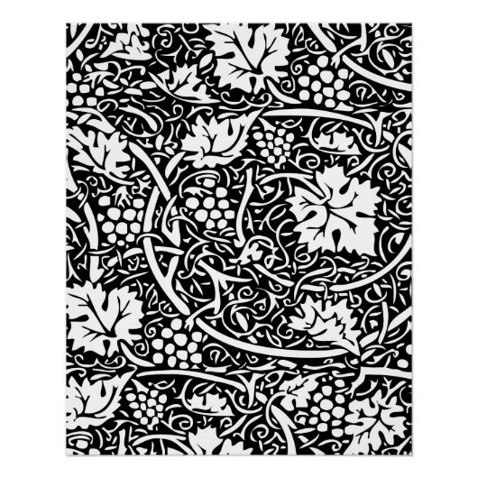 Poster Motif de vigne de raisin noir et blanc de William (Devant)