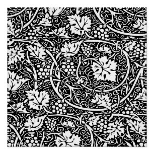 Poster Motif de vigne de raisin noir et blanc de William