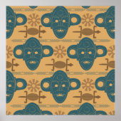 Poster Motif de visage ethnique africain Masque tribal (Devant)