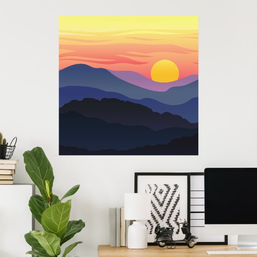 Poster Motif de vue Sunset Abstrait (Bureau à domicile)