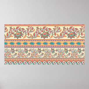 Poster Motif décoratif sans couture de bordures avec fleu