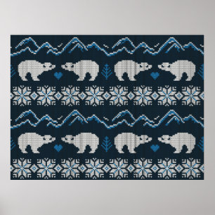 Poster Motif décoratif sans couture vintage hiver tricoté