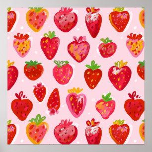 Poster Motif Délice de Fraises