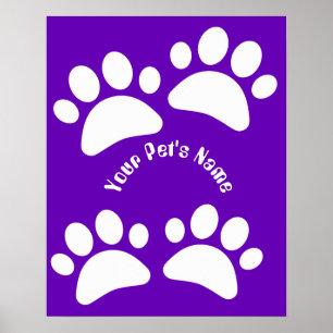Poster Motif d'empreinte de patte de chien personnalisé a