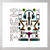 Poster Motif d'équipements et d'objets technologiques mod (Devant)