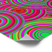 Poster Motif des cercles rétro roses et verts (Coin)