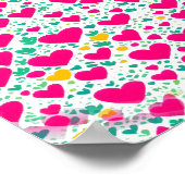 Poster Motif des coeurs et feuilles verts (Coin)