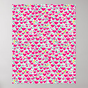Poster Motif des coeurs et feuilles verts