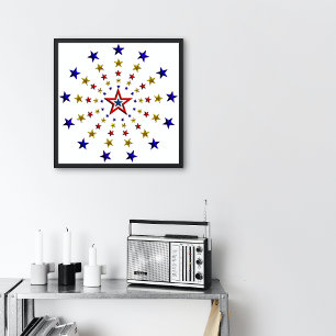 Poster Motif des Étoiles Patriotiques Petit