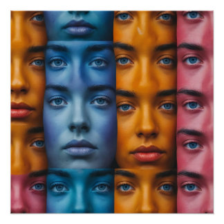 Poster Motif des faces colorées