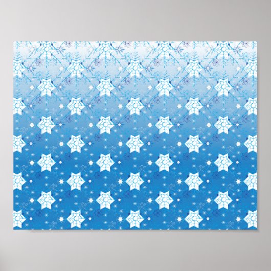 Poster Motif des flocons de neige bleu et blanc d'hiver (Devant)