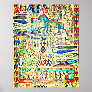 Poster Motif des plumes et des guerriers