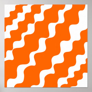 Poster Motif des vagues inclinées orange et blanche
