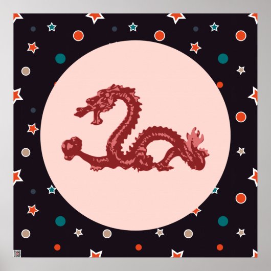 Poster Motif d'étoile de dragon chinois Art fantastique (Devant)