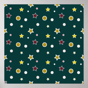 Poster Motif d'étoile festive sur sarcelle foncée