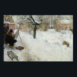 Poster Motif d'hiver Åsögatan<br><div class="desc">Plein Air Motif Asogatan 1886. Une peinture paysagère du 19ème siècle réalisée par l'artiste suédois Carl Larsson. La peinture représente une famille regardant un homme peindre une scène de ferme enneigée.</div>