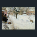 Poster Motif d'hiver Åsögatan<br><div class="desc">Plein Air Motif Asogatan 1886. Une peinture paysagère du 19ème siècle réalisée par l'artiste suédois Carl Larsson. La peinture représente une famille regardant un homme peindre une scène de ferme enneigée.</div>