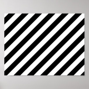 Poster Motif diagonal noir et blanc de rayures