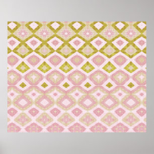 Poster Motif diamant géométrique en rose et vert olive