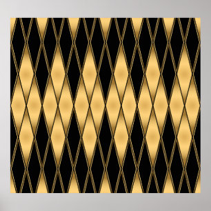 Poster Motif diamant : motif élégant noir or.