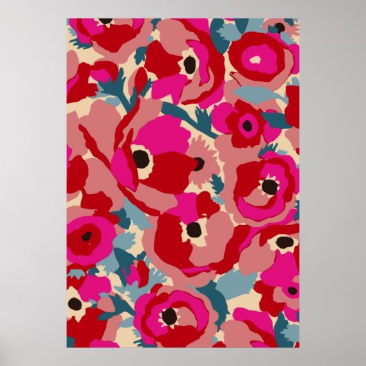 Poster Motif d'illustration de fleurs. Moti botanique flo (Devant)