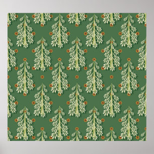 Poster Motif d'illustration des arbres de Noël