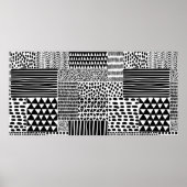 Poster Motif doodle noir et blanc sans couture. Dessin ma (Devant)