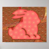 Poster Motif d'or rouge 2023 Rabbit Nouvel an chinois (Devant)