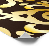 Poster Motif doré baroque sans couture sur fond noir (Coin)