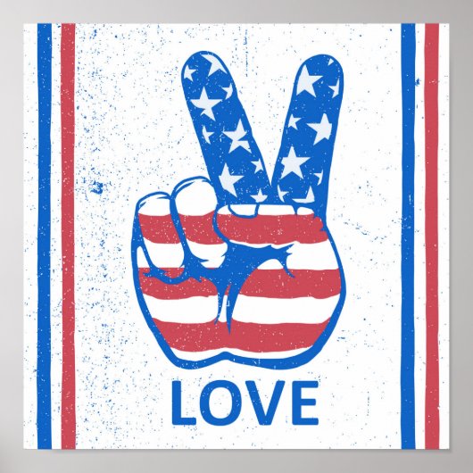 Poster Motif du drapeau américain de la paix (Devant)