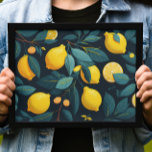 Poster Motif du jardin de citron. Agrumes tropicaux jaune<br><div class="desc">Poster motif citron jaune.</div>