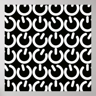 Poster Motif du symbole de puissance noir et blanc