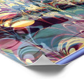 Poster Motif Ebru Fractal Coloré (Coin)