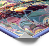 Poster Motif Ebru fractal coloré (Coin)