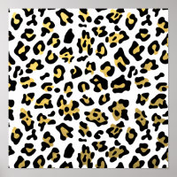 Motif Empreinte de léopard noir Faux Gold Foil
