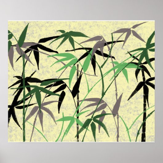 Poster Motif en bambou, Feuilles en bambou, pousses en ba (Devant)