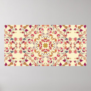 Poster Motif en dentelle ornementale, arrière - plan circ