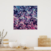 Poster Motif en marbre de granit turquoise, rose et noir (Cuisine)