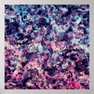Poster Motif en marbre de granit turquoise, rose et noir