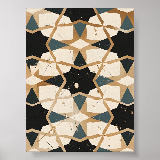 Poster Motif en mosaïque arabe foncé (Devant)