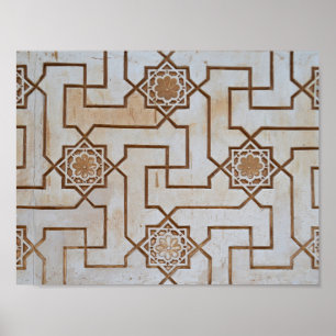 Poster Motif en mosaïque géométrique Brown et crème