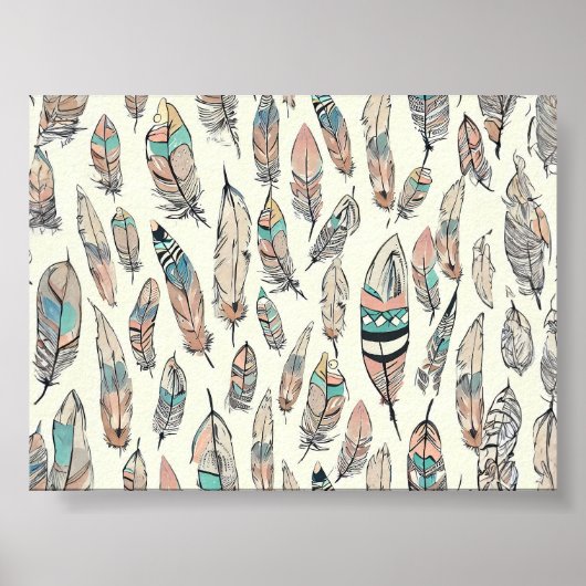 Poster Motif en plumes de Bohême (Devant)