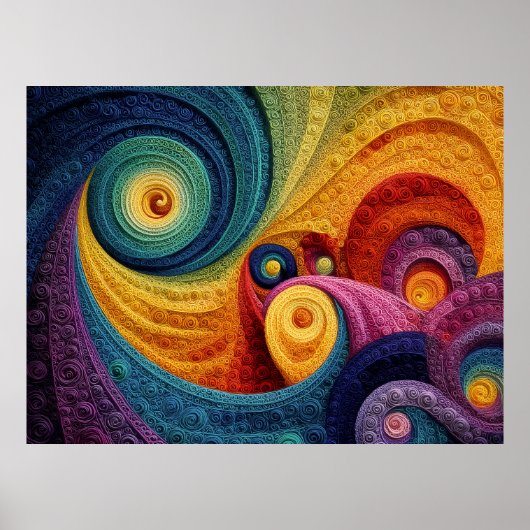 Poster Motif en spirale abstrait Texture de tourbillon 3D (Devant)