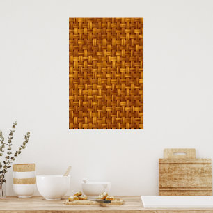 Poster Motif en tissu marron clair, filet en osier, rotin