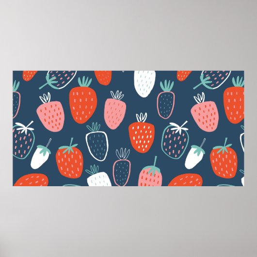 Poster Motif enfantin sans couture avec strawber dessiné  (Devant)