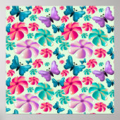 Poster Motif esthétique papillon et fleur (Devant)