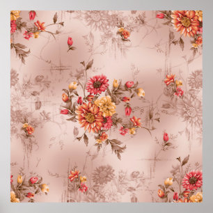 Poster motif et fleur sans soudure avec fond de terre, fl