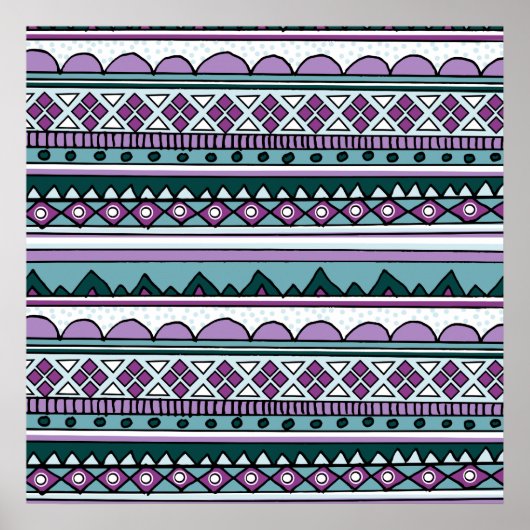 Poster Motif ethnique pourpre (Devant)